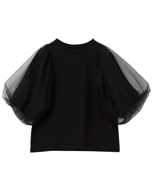 セール】チュールドッキングボリューム袖トップス（Tシャツ