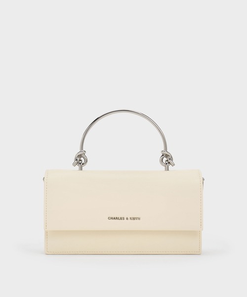 美品スカルプチュアハンドル ロングウォレット レザー チャールズアンドキース CHARLES ＆ KEITH 財布 スカルプチュアハンドルロングウォレット