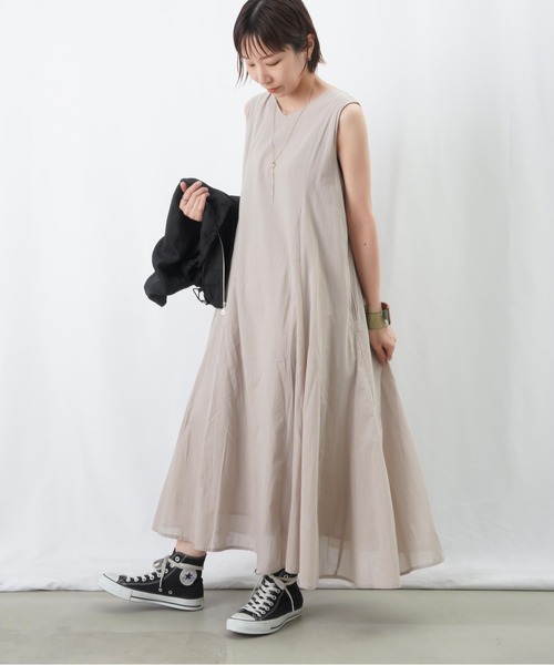 LUCA/LADY LUCK LUCA（ルカ/レディラックルカ）の「LC/LLL コットンボイル2WAYパネルワンピース（ワンピース・レディース・チャコールグレー/グレイッシュベージュ/オレンジ/グリーン・FREE）」の9枚目の写真