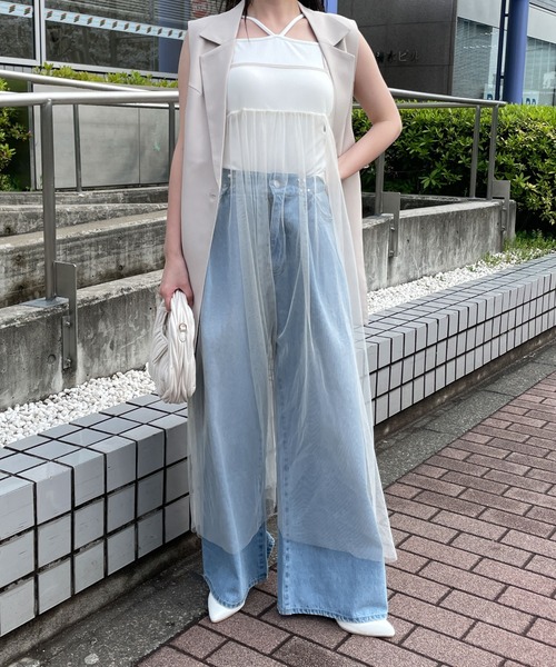 バックリボンチュールワンピース バックリボンチュールキャミワンピース｜J'aDoRe JUN ONLINE
