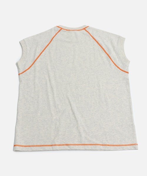 JAM & LINK(ジャムアンドリンク)の「配色ステッチ ワイドフレンチスリーブTシャツ(Tシャツ/カットソー・レディース・ホワイト/ブラック/オートミール/ピンク/ターコイズブルー/パープル/ネイビー・L/M/S)」の9枚目の写真
