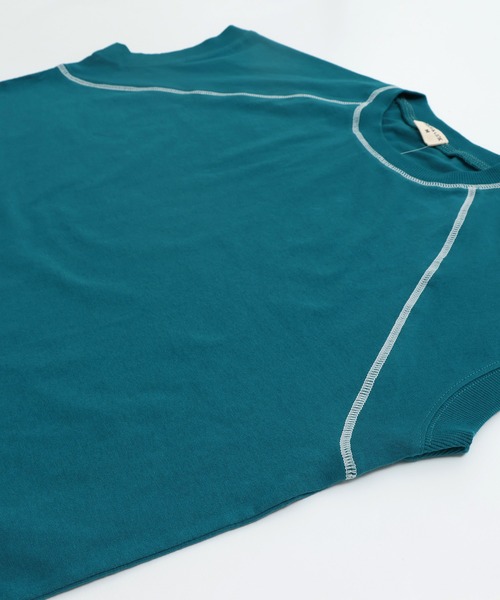 JAM & LINK(ジャムアンドリンク)の「配色ステッチ ワイドフレンチスリーブTシャツ(Tシャツ/カットソー・レディース・ホワイト/ブラック/オートミール/ピンク/ターコイズブルー/パープル/ネイビー・L/M/S)」の18枚目の写真