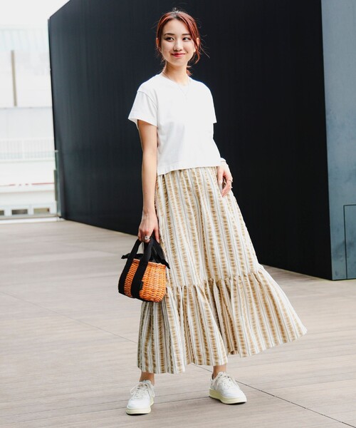 B:MING by BEAMS（ビーミングバイビームス）の「B:MING by BEAMS / ストライプ ティアード スカート（スカート・レディース・ブルー/ブラウン系その他・SMALL/MEDIUM）」の3枚目の写真