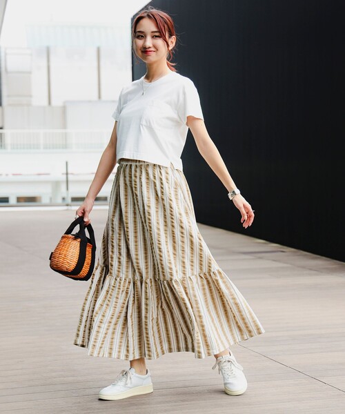 B:MING by BEAMS（ビーミングバイビームス）の「B:MING by BEAMS / ストライプ ティアード スカート（スカート・レディース・ブルー/ブラウン系その他・SMALL/MEDIUM）」の4枚目の写真