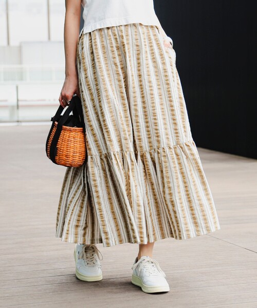 B:MING by BEAMS（ビーミングバイビームス）の「B:MING by BEAMS / ストライプ ティアード スカート（スカート・レディース・ブルー/ブラウン系その他・SMALL/MEDIUM）」の7枚目の写真