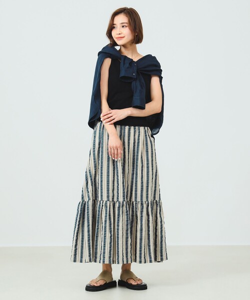 B:MING by BEAMS（ビーミングバイビームス）の「B:MING by BEAMS / ストライプ ティアード スカート（スカート・レディース・ブルー/ブラウン系その他・SMALL/MEDIUM）」の8枚目の写真