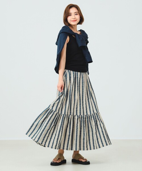 B:MING by BEAMS（ビーミングバイビームス）の「B:MING by BEAMS / ストライプ ティアード スカート（スカート・レディース・ブルー/ブラウン系その他・SMALL/MEDIUM）」の9枚目の写真