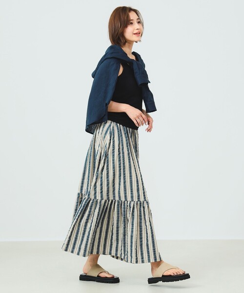 B:MING by BEAMS（ビーミングバイビームス）の「B:MING by BEAMS / ストライプ ティアード スカート（スカート・レディース・ブルー/ブラウン系その他・SMALL/MEDIUM）」の10枚目の写真