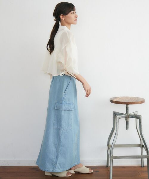 RETRO GIRL（レトロガール）の「Bギャザー袖シャーリングSH（シャツ/ブラウス・レディース・ピンク/ブルー/オフホワイト・FREE）」の5枚目の写真