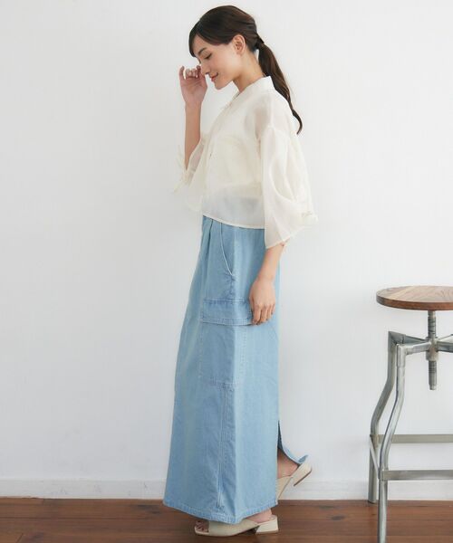 RETRO GIRL（レトロガール）の「Bギャザー袖シャーリングSH（シャツ/ブラウス・レディース・ピンク/ブルー/オフホワイト・FREE）」の6枚目の写真