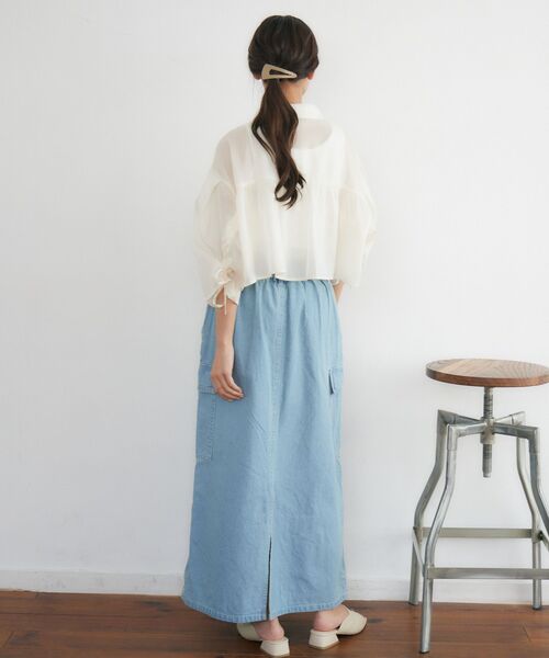 RETRO GIRL（レトロガール）の「Bギャザー袖シャーリングSH（シャツ/ブラウス・レディース・ピンク/ブルー/オフホワイト・FREE）」の7枚目の写真