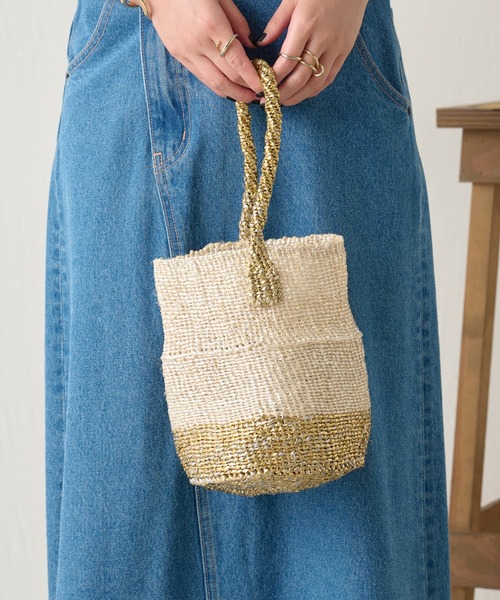 COLLAGE GALLARDAGALANTE(コラージュガリャルダガランテ)の「Africansquare/配色ハンドバッグ(ハンドバッグ・レディース・ゴールド・FREE)」の8枚目の写真