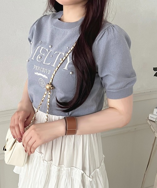 apres jour(アプレジュール)の「ロゴリボンビジュートップス【ZOZOTOWN限定アイテム】(その他トップス・レディース・ブルー/ブラック/ピンク/オフホワイト・X-LARGE/フリー)」の3枚目の写真