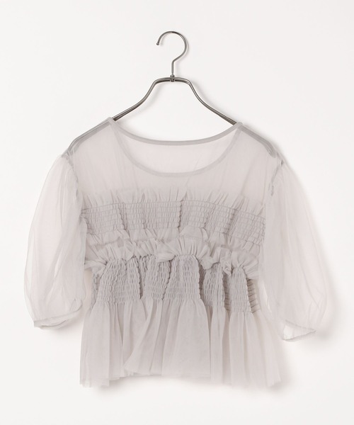 Heather(ヘザー)の「チュールシャーリングショートスリーブプルオーバー 125519(Tシャツ/カットソー・レディース・ブラック/グレー/オフホワイト・FREE)」の8枚目の写真