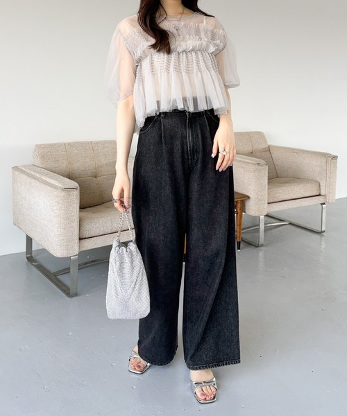 Heather(ヘザー)の「チュールシャーリングショートスリーブプルオーバー 125519(Tシャツ/カットソー・レディース・ブラック/グレー/オフホワイト・FREE)」の20枚目の写真