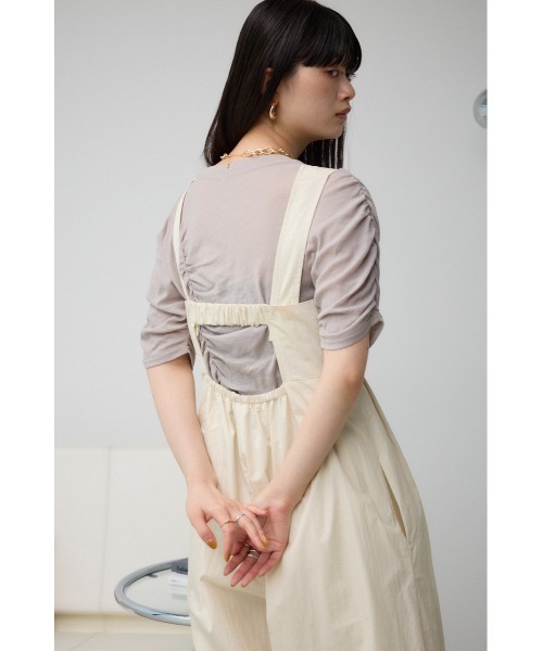 AZUL by moussy（アズールバイマウジー）の「ドロストリングバルーンオールインワン（サロペット/オーバーオール・レディース・ライトグレー/ブラック/ライトベージュ・SMALL/MEDIUM）」の5枚目の写真