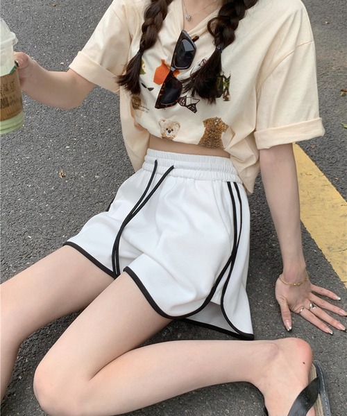 Teem Store(チームストア)の「パイピングショートパンツ(その他パンツ・レディース・ブラック/ホワイト/グレー・M/S/L)」の5枚目の写真