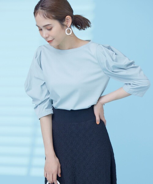 組曲（クミキョク）の「コンビネーションポンチ袖 カットソー（Tシャツ/カットソー・レディース・アイボリー系/スモーキーグリーン系/カーキ系/ブラック系・6/5）」の5枚目の写真