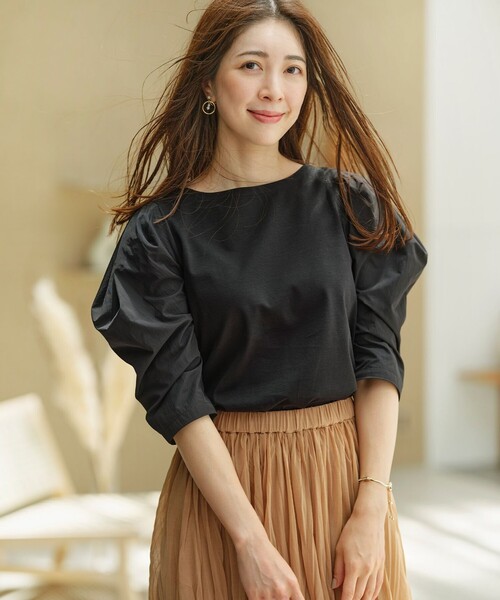 組曲（クミキョク）の「コンビネーションポンチ袖 カットソー（Tシャツ/カットソー・レディース・アイボリー系/スモーキーグリーン系/カーキ系/ブラック系・6/5）」の11枚目の写真