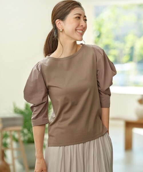 組曲（クミキョク）の「コンビネーションポンチ袖 カットソー（Tシャツ/カットソー・レディース・アイボリー系/スモーキーグリーン系/カーキ系/ブラック系・6/5）」の22枚目の写真
