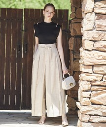 AND COUTURE（アンドクチュール）の「麻調プリーツワイドパンツ（その他パンツ）」