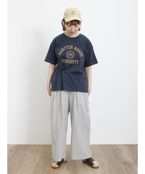 Samansa Mos2（サマンサ モスモス）の「【汗染み防止】カレッジプリントTシャツ（Tシャツ/カットソー・レディース・オフホワイト/ブルー/ネイビー/グリーン・F）」の7枚目の写真