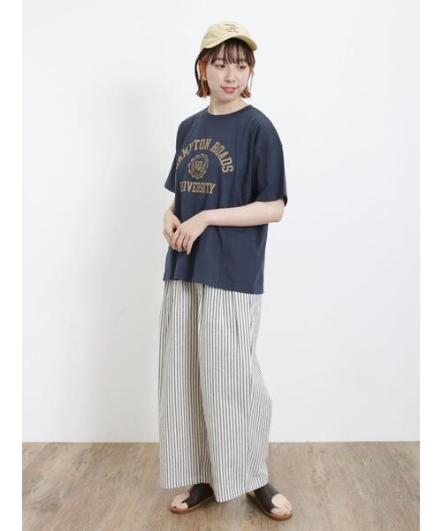 Samansa Mos2（サマンサ モスモス）の「【汗染み防止】カレッジプリントTシャツ（Tシャツ/カットソー・レディース・オフホワイト/ブルー/ネイビー/グリーン・F）」の8枚目の写真