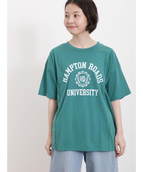 Samansa Mos2（サマンサ モスモス）の「【汗染み防止】カレッジプリントTシャツ（Tシャツ/カットソー・レディース・オフホワイト/ブルー/ネイビー/グリーン・F）」の10枚目の写真