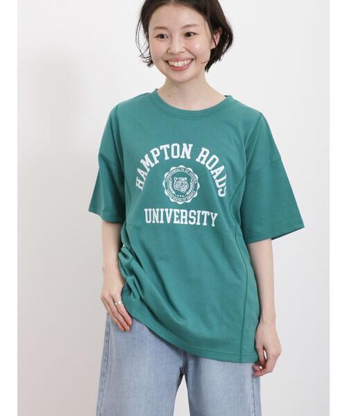 Samansa Mos2（サマンサ モスモス）の「【汗染み防止】カレッジプリントTシャツ（Tシャツ/カットソー・レディース・オフホワイト/ブルー/ネイビー/グリーン・F）」の11枚目の写真