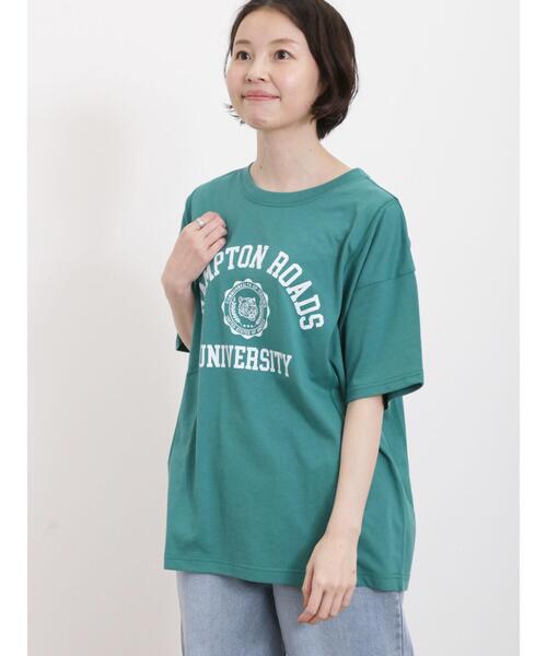 Samansa Mos2（サマンサ モスモス）の「【汗染み防止】カレッジプリントTシャツ（Tシャツ/カットソー・レディース・オフホワイト/ブルー/ネイビー/グリーン・F）」の12枚目の写真