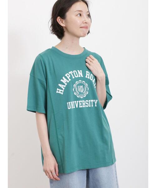 Samansa Mos2（サマンサ モスモス）の「【汗染み防止】カレッジプリントTシャツ（Tシャツ/カットソー・レディース・オフホワイト/ブルー/ネイビー/グリーン・F）」の13枚目の写真