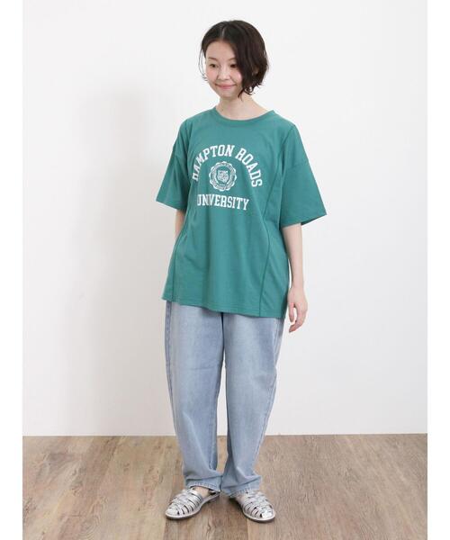 Samansa Mos2（サマンサ モスモス）の「【汗染み防止】カレッジプリントTシャツ（Tシャツ/カットソー・レディース・オフホワイト/ブルー/ネイビー/グリーン・F）」の15枚目の写真