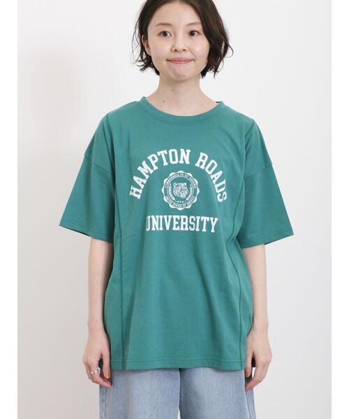 Samansa Mos2（サマンサ モスモス）の「【汗染み防止】カレッジプリントTシャツ（Tシャツ/カットソー・レディース・オフホワイト/ブルー/ネイビー/グリーン・F）」の16枚目の写真