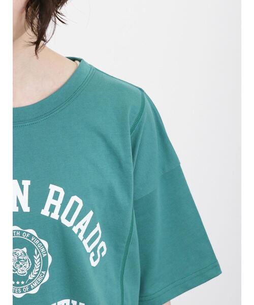 Samansa Mos2（サマンサ モスモス）の「【汗染み防止】カレッジプリントTシャツ（Tシャツ/カットソー・レディース・オフホワイト/ブルー/ネイビー/グリーン・F）」の21枚目の写真