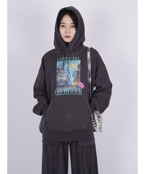 PAMEO POSE（パメオポーズ）の「Ghost Big Hoodie（パーカー・レディース・ワイン/チャコールグレー/ベージュ・FREE）」の8枚目の写真