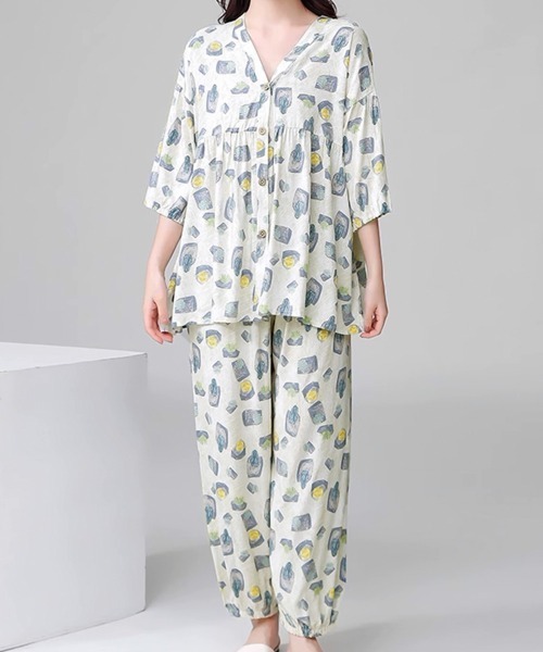 Miniministore（ミニミニストア）の「総柄パジャマ レディースルームウェア春夏（ルームウェア/パジャマ・レディース・ピンク/ベージュ/チェック/ブルー/ライトイエロー/ライトブルー/マルチ・FREE）」の19枚目の写真