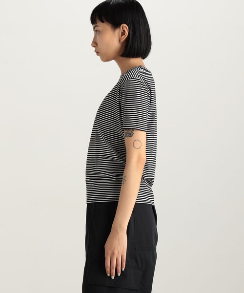 セール　ドゥーズィエムクラス RIZAL ラビットボーダーハーフスリーブブルゾン セール】ボーダー ハーフスリーブカットソー（Tシャツ
