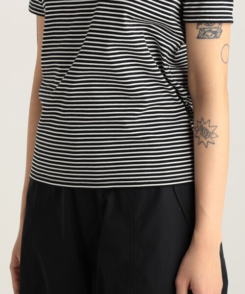 tシャツ ボーダー ハーフスリーブカットソー レディース セール】ボーダー ハーフスリーブカットソー（Tシャツ