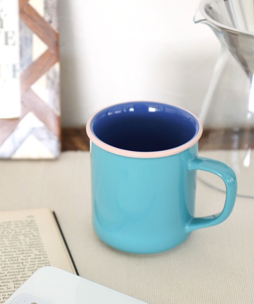 BAYFLOW（ベイフロー）の「[電子レンジ・食洗機OK]BFホウロウ風マグ（グラス/マグカップ/タンブラー・レディース・ブルー/ピンク/グレー・0）」の2枚目の写真