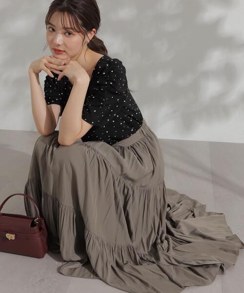 プロポーション　ブラウス　スカート　セット PROPORTION BODY DRESSING｜パール付きフリルタイブラウス