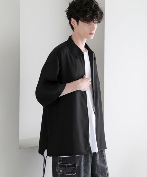 ETELIO（エテリオ）の「サイドレースドレスツイルZIPシャツ（シャツ/ブラウス・メンズ・ブラック/ライトグレー/チャコール/ワイン・S/M/L）」の11枚目の写真