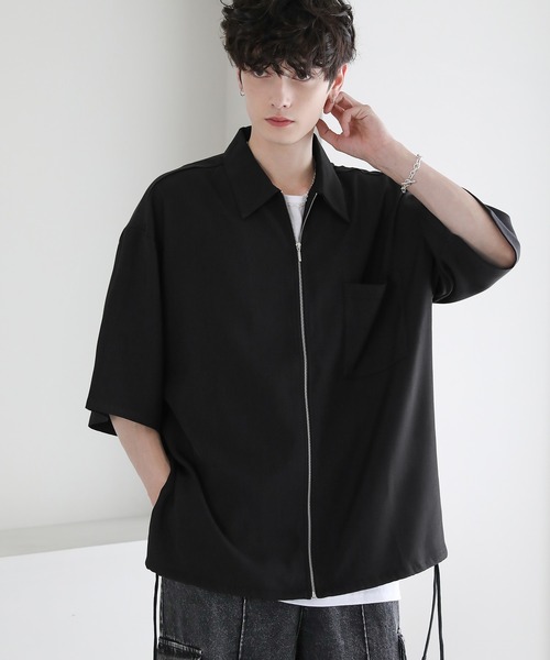 ETELIO（エテリオ）の「サイドレースドレスツイルZIPシャツ（シャツ/ブラウス・メンズ・ブラック/ライトグレー/チャコール/ワイン・S/M/L）」の9枚目の写真