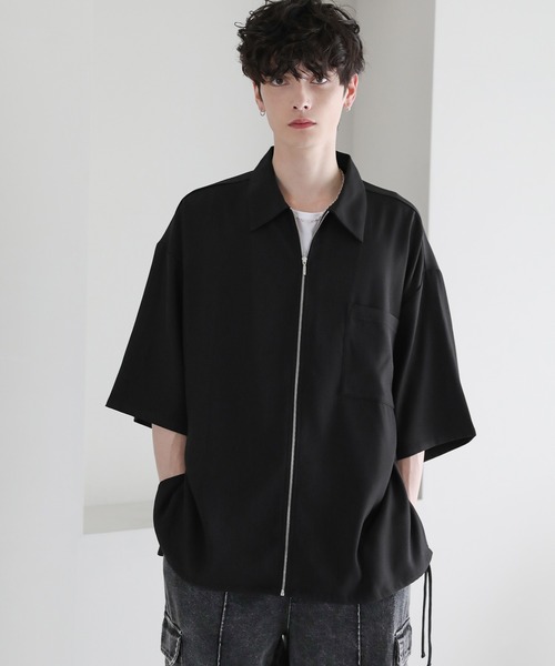 ETELIO（エテリオ）の「サイドレースドレスツイルZIPシャツ（シャツ/ブラウス・メンズ・ブラック/ライトグレー/チャコール/ワイン・S/M/L）」の8枚目の写真