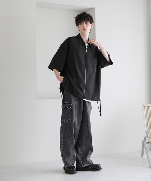 ETELIO（エテリオ）の「サイドレースドレスツイルZIPシャツ（シャツ/ブラウス・メンズ・ブラック/ライトグレー/チャコール/ワイン・S/M/L）」の7枚目の写真