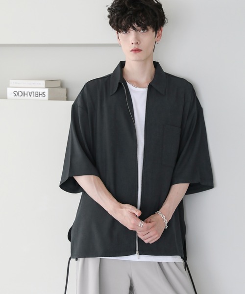 ETELIO（エテリオ）の「サイドレースドレスツイルZIPシャツ（シャツ/ブラウス・メンズ・ブラック/ライトグレー/チャコール/ワイン・S/M/L）」の19枚目の写真