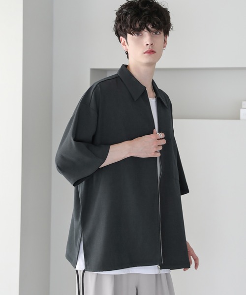 ETELIO（エテリオ）の「サイドレースドレスツイルZIPシャツ（シャツ/ブラウス・メンズ・ブラック/ライトグレー/チャコール/ワイン・S/M/L）」の20枚目の写真