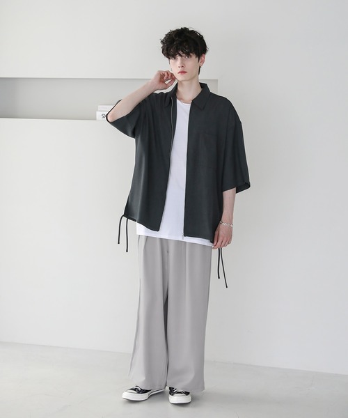 ETELIO（エテリオ）の「サイドレースドレスツイルZIPシャツ（シャツ/ブラウス・メンズ・ブラック/ライトグレー/チャコール/ワイン・S/M/L）」の16枚目の写真