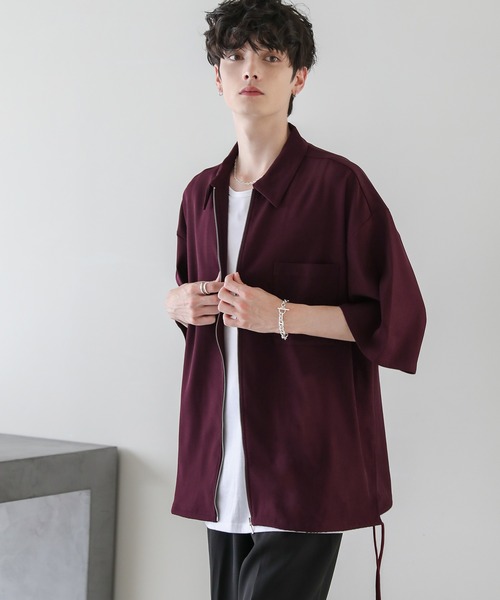 ETELIO（エテリオ）の「サイドレースドレスツイルZIPシャツ（シャツ/ブラウス・メンズ・ブラック/ライトグレー/チャコール/ワイン・S/M/L）」の5枚目の写真