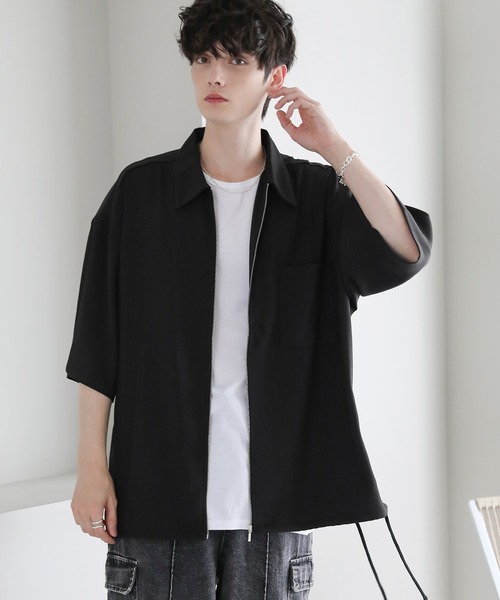 ETELIO（エテリオ）の「サイドレースドレスツイルZIPシャツ（シャツ/ブラウス・メンズ・ブラック/ライトグレー/チャコール/ワイン・S/M/L）」の12枚目の写真