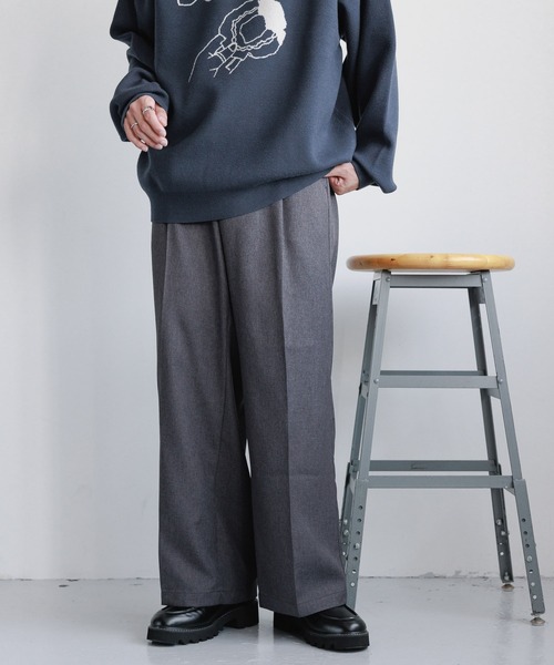 RAGEBLUE（レイジブルー）の「STRAIGHT-PRESS twill easy wide slacks/センタープレス/PEツイルワイドイージーストレートスラックス（スラックス・メンズ・ライトグレー/ブラウン/グレー/ブラック・SMALL/MEDIUM/LARGE）」の3枚目の写真